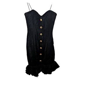Y2K 1980 Julie Duroche Womens Dress Velvet Witchy Goth Black Cocktail 8